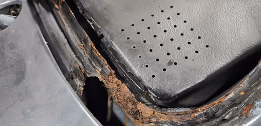 Severe rust damage before restoration